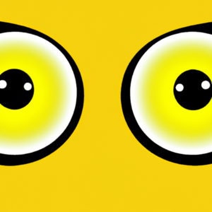 A pair of eyes surrounded by a bright yellow halo.