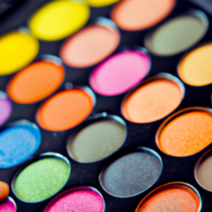 A bright and colourful eye makeup brush palette with a variety of eyeshadow shades.