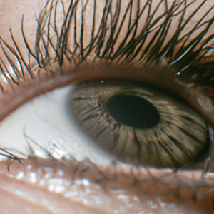 A close-up of an eye with different types of eyelashes in the background.