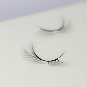 A pair of false eyelashes floating in a magnetic field.